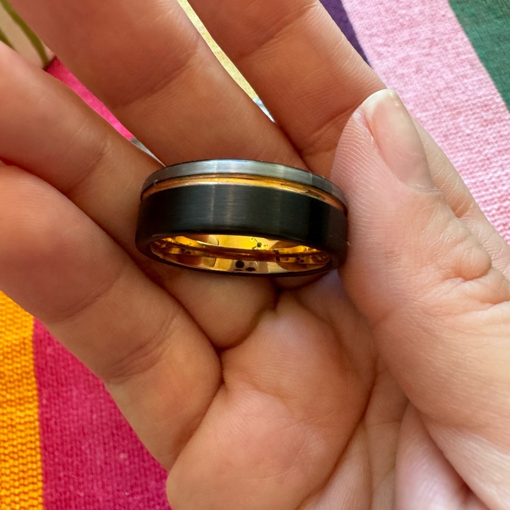 Tungsten and copper Wedding band